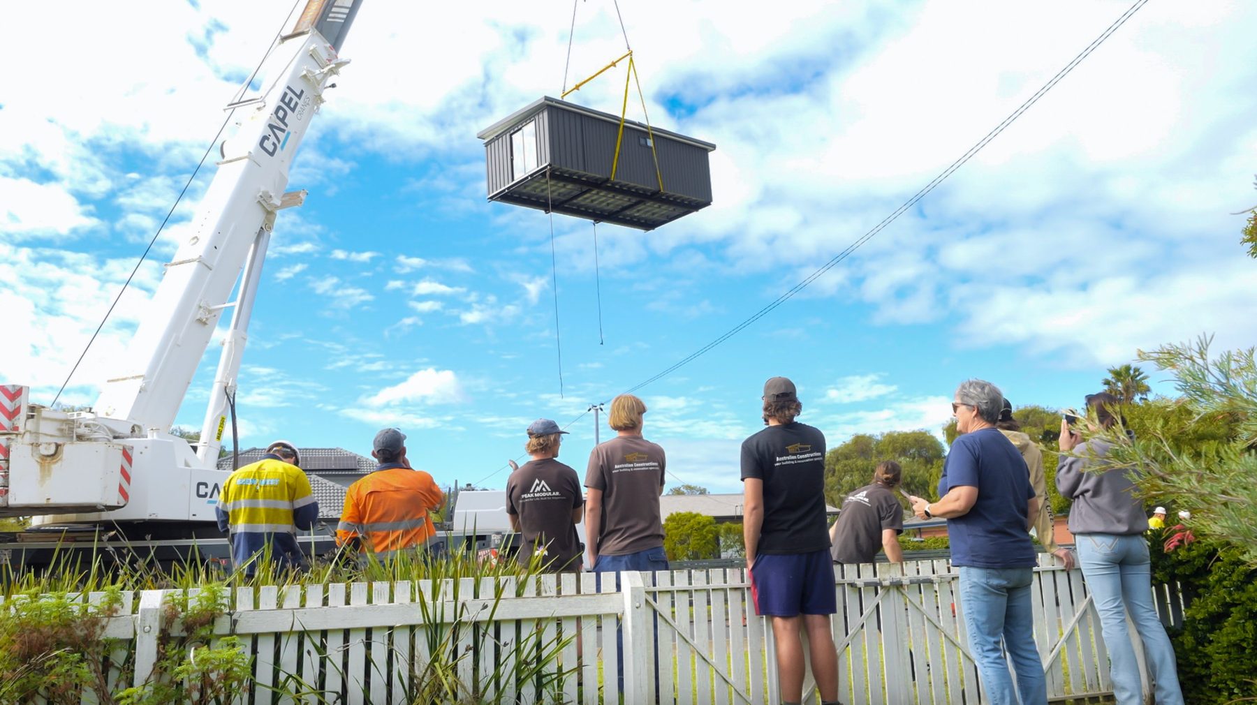 A Peak Modular building lifted into place by crane